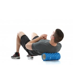 Foam roller with grid blue