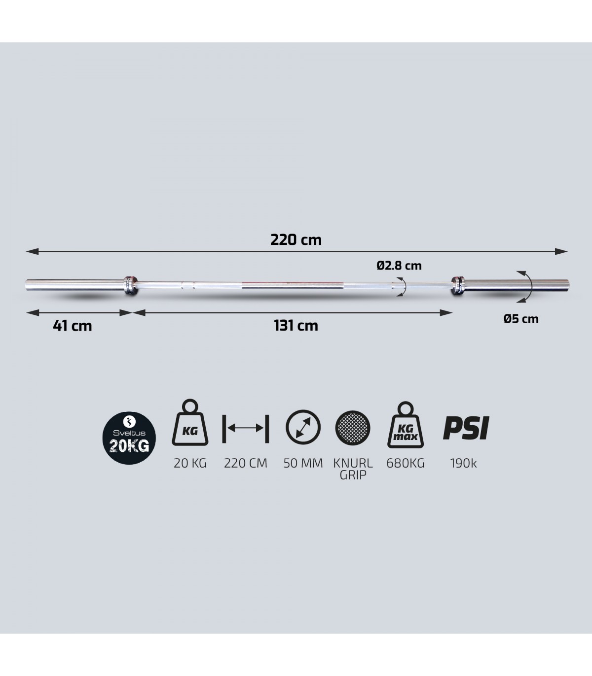 Bilanciere Olimpico PhysKcal 20 Kg - Per Sollevamento Pesi - Foto 2